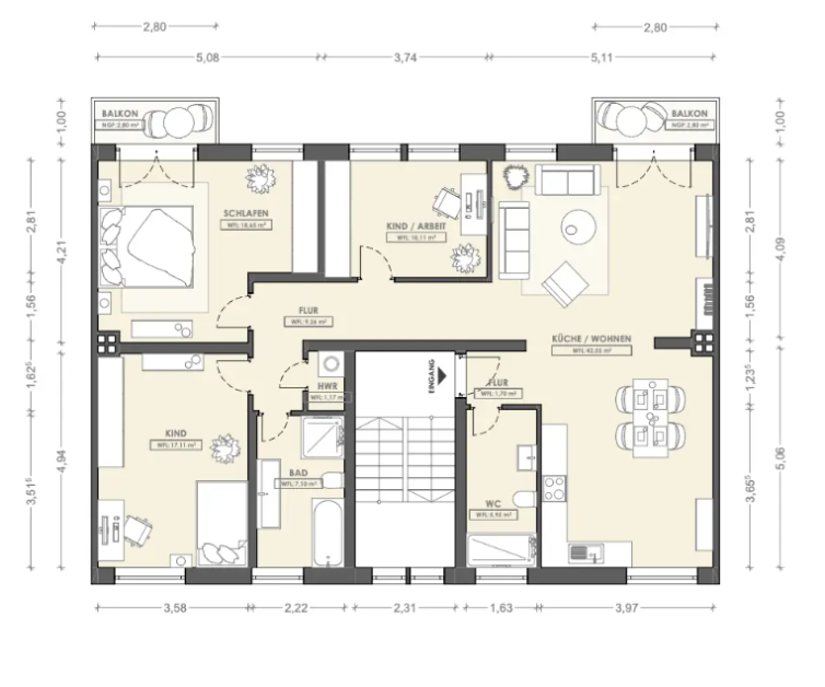 4 Zimmer Typ – 116m²