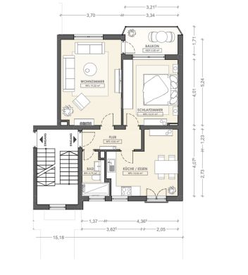 Grundriss - 2-Zimmer-Traumwohnung